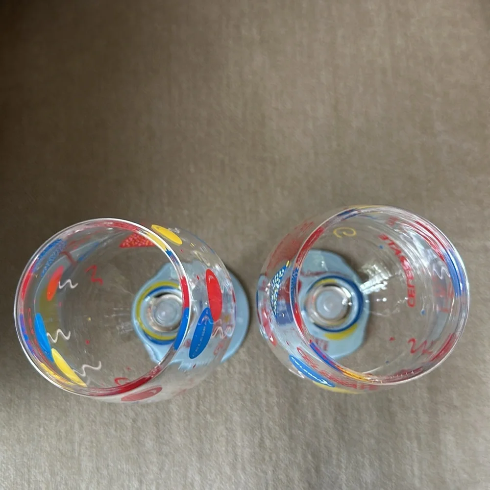 Celebrate Party Hand-painted Acrylic Wine Glasses by Lolita - Set of 2 NWOT